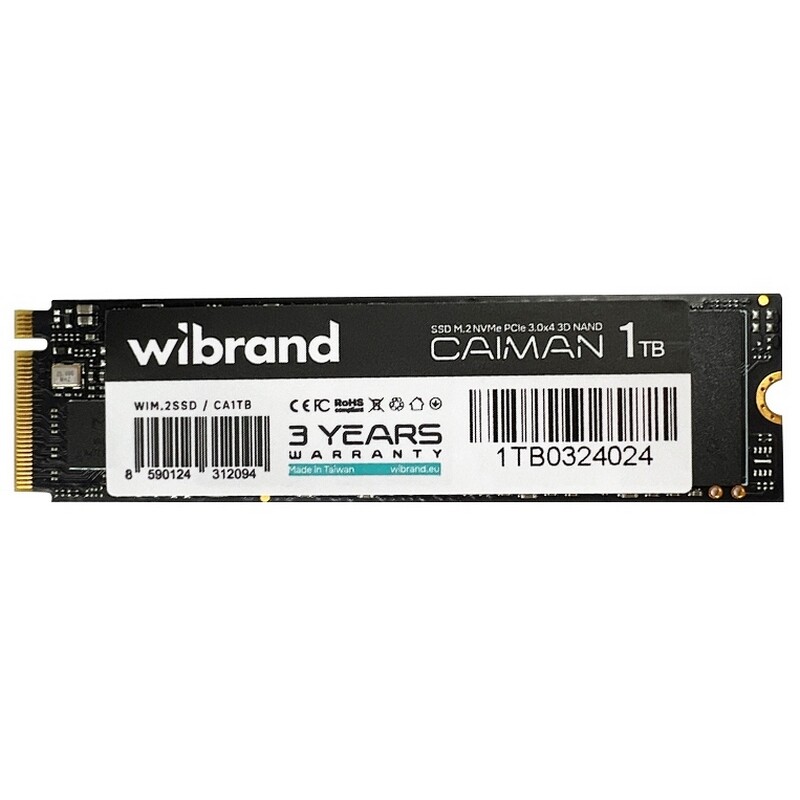 Накопичувач SSD 1TB Wibrand Caiman M.2 2280 PCIe 3.0 x4 3D NAND TLC (WIM.2SSD/CA1TB)