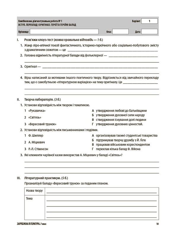 Оцінювання. Усі діагностувальні роботи. Зарубіжна література. 7 клас / Марина Коновалова, Галина Фефілова