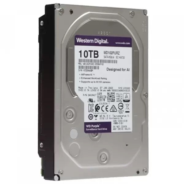 Накопитель HDD SATA 10.0TB WD Purple 7200rpm 256MB (WD102PURZ)
