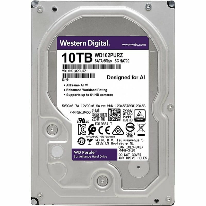 Накопичувач HDD SATA 10.0TB WD Purple 7200rpm 256MB (WD102PURZ)