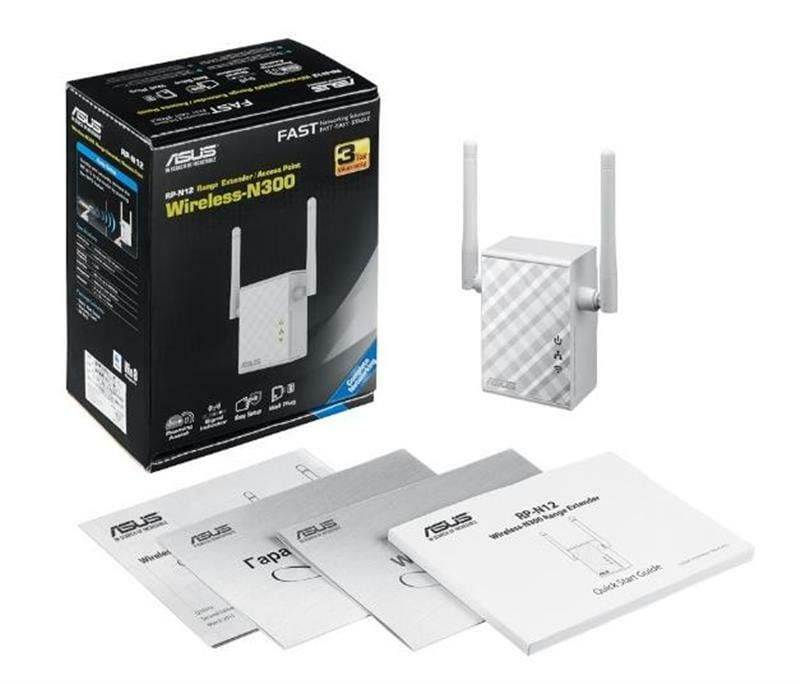 Повторитель/расширитель WiFi сигнала Asus RP-N12 (90IG01X0-BO2100)