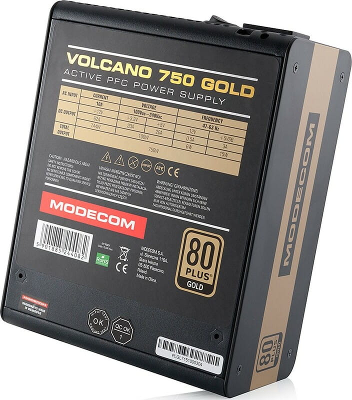 Блок питания Modecom Volcano 750 Gold (ZAS-MC90-SM-750-ATX-VOLCA)