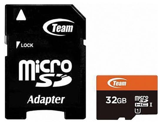 Карта памяти MicroSDHC  32GB UHS-I Class 10 Team + SD-adapter (TUSDH32GUHS03)
