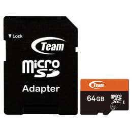 Карта памяти MicroSDXC  64GB UHS-I Team + SD-adapter (TUSDX64GUHS03)