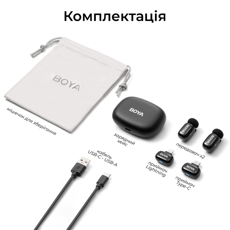 Микрофон BOYA mini 2-01 Type-C/Lightning Black