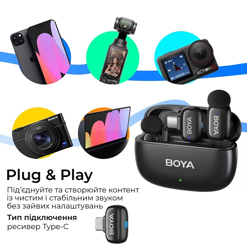 Микрофон BOYA mini 2-02 Type-C Black