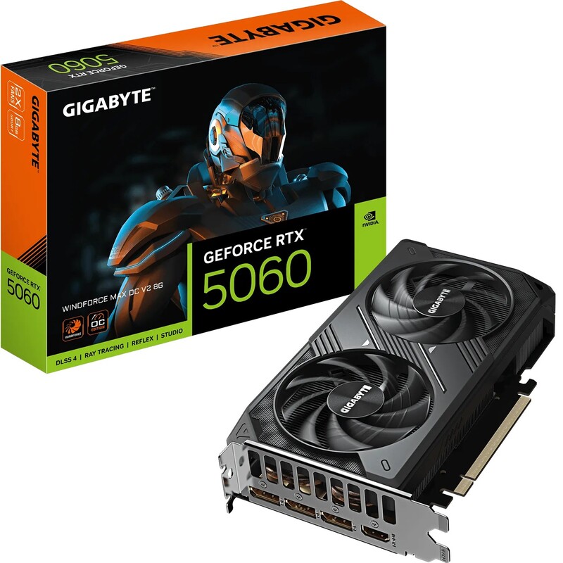 Відеокарта GF RTX 5060 8GB GDDR7 Windforce Max OC V2 Gigabyte (GV-N5060WF2MAX OCV2-8GD)