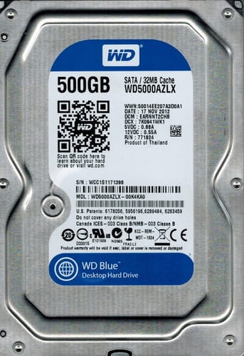 Фото - Накопитель HDD SATA  500GB WD Blue 7200rpm 32MB (WD5000AZLX) Refurbished | click.ua