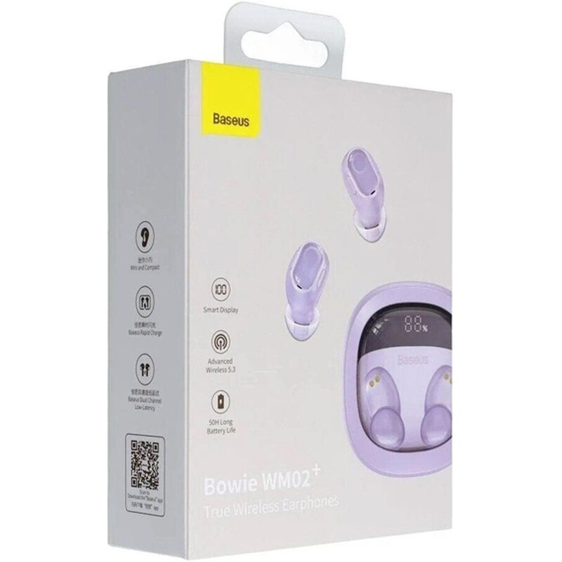 Bluetooth-гарнітура Baseus Bowie WM02+ TWS Purple (NGTW280105)