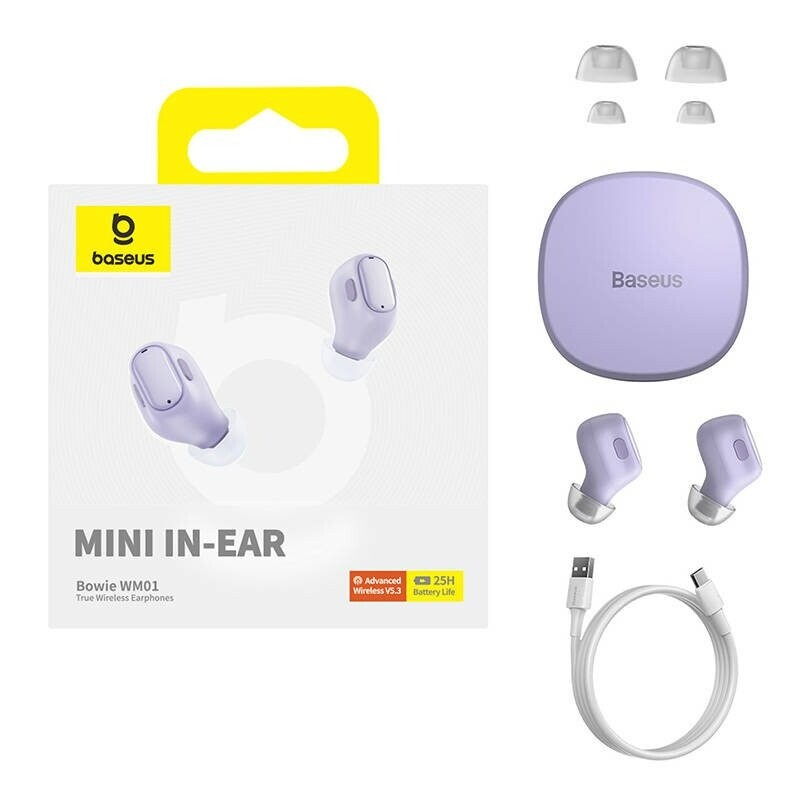 Bluetooth-гарнитура Baseus Bowie WM01 TWS Purple (NGTW370005)