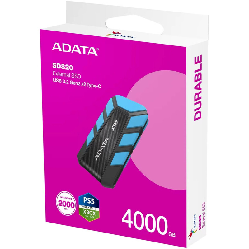 Накопичувач зовнішній SSD USB3.2 Type-C 4TB A-Data SD820 Blue (SD820-4000G-CBU)