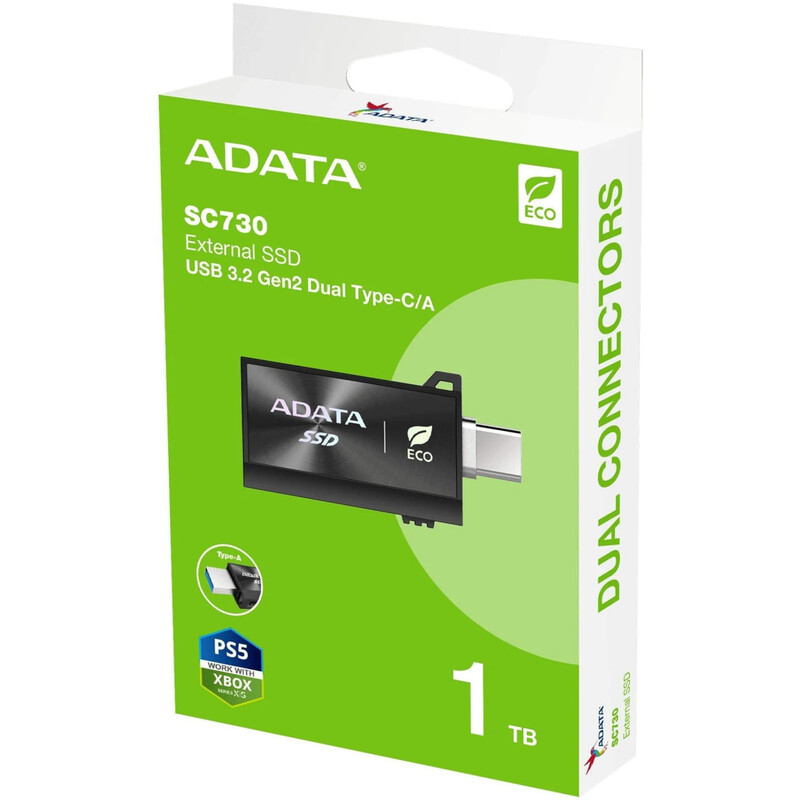 Накопичувач зовнішній SSD USB3.2 Type-C 1TB A-Data SC730 Black (SC730-1T-CACTI)