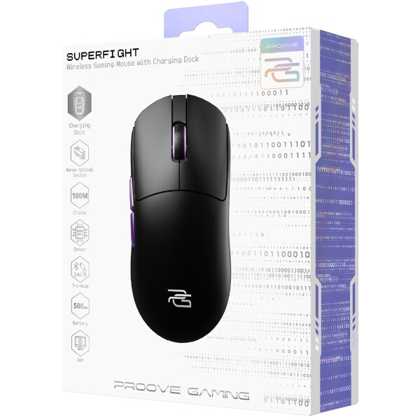 Миша бездротова Proove Gaming Superfight Wireless with charging dock Black/Purple (WMSW00122001)