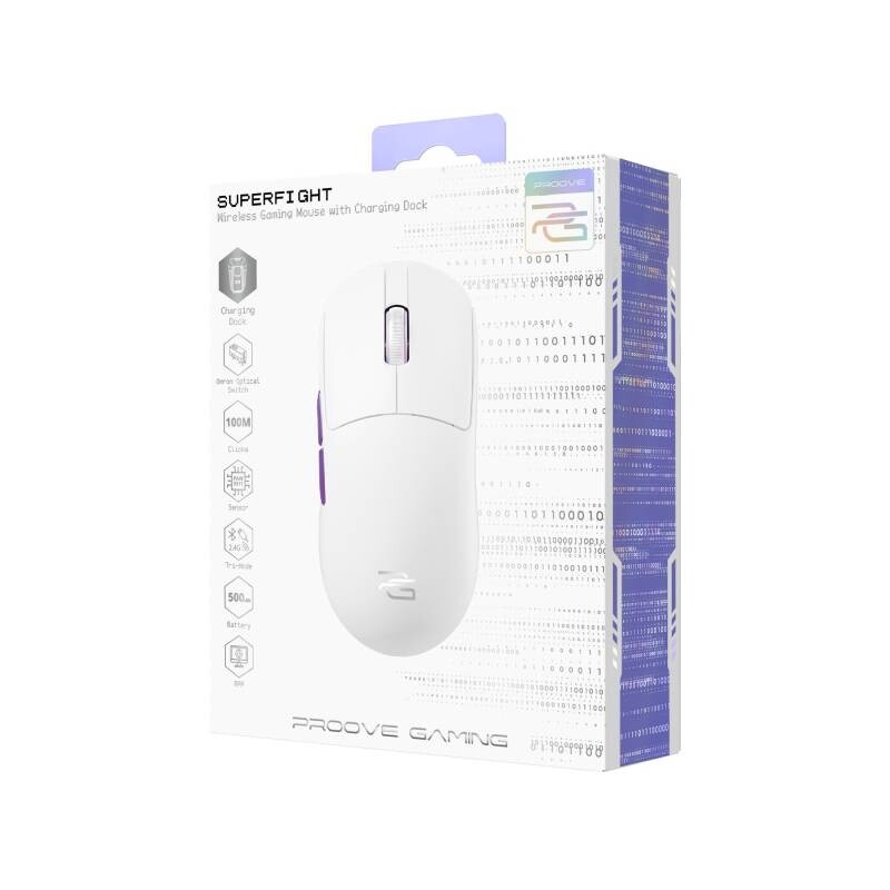 Миша бездротова Proove Gaming Superfight Wireless with charging dock White/Purple (WMSW00122002)