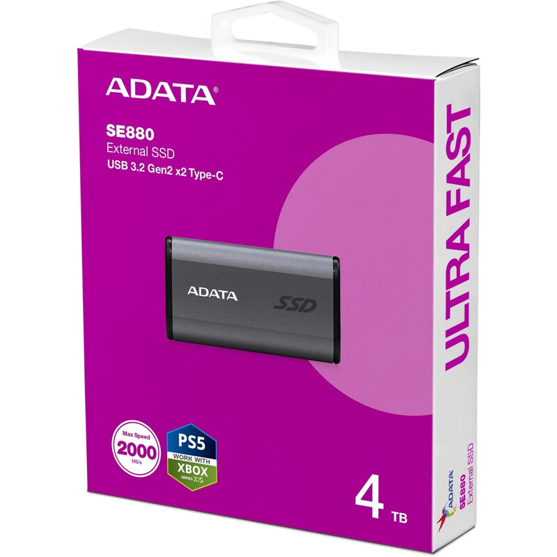Накопичувач зовнішній SSD USB3.2 Type-C 4TB A-Data Elite SE880 Titanium Grey (AELI-SE880-4TCGY)