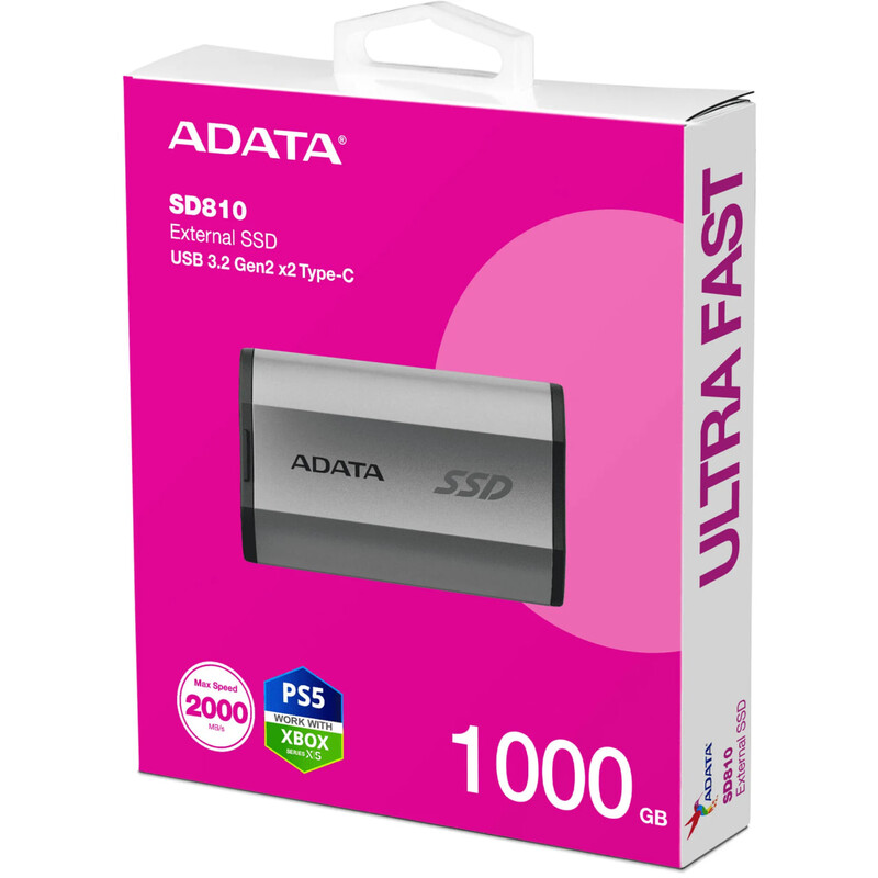 Накопичувач зовнішній SSD USB3.2 Type-C 1TB A-Data SD810 Silver (SD810-1000G-CSG)