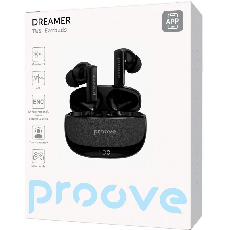 Bluetooth-гарнітура Proove Dreamer TWS with ANC (APP) Black (TWDM0001AP01)