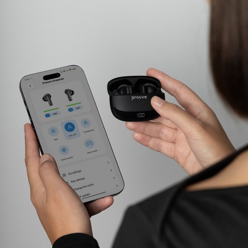 Bluetooth-гарнітура Proove Dreamer TWS with ANC (APP) Black (TWDM0001AP01)