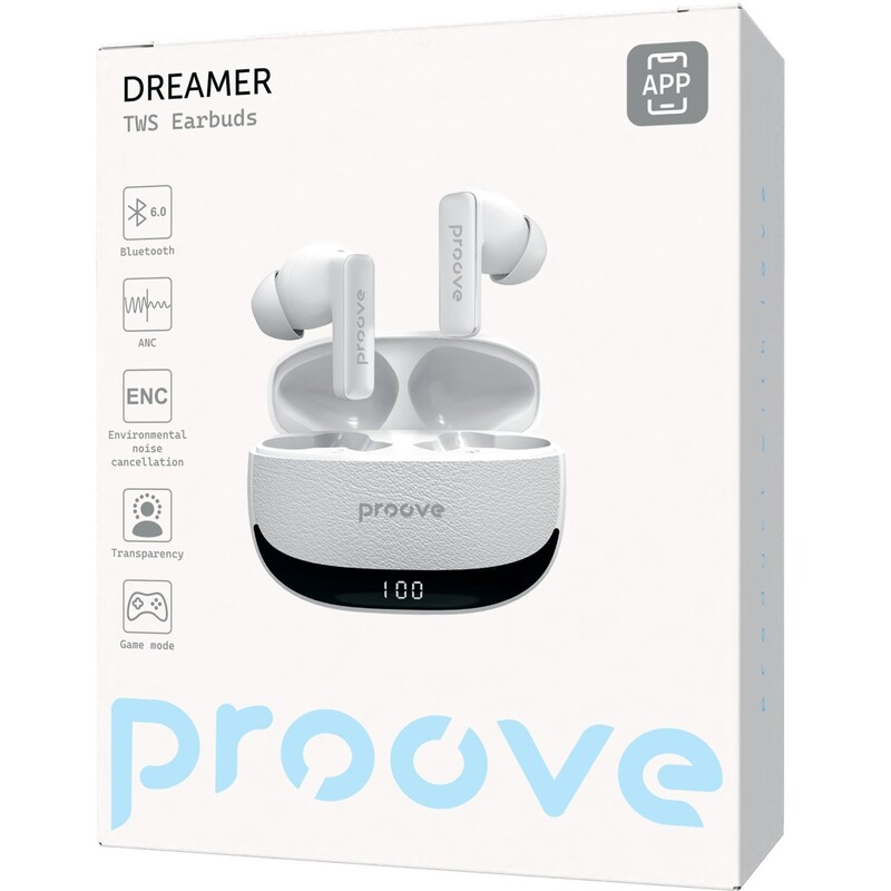 Bluetooth-гарнітура Proove Dreamer TWS with ANC (APP) White (TWDM0001AP02)