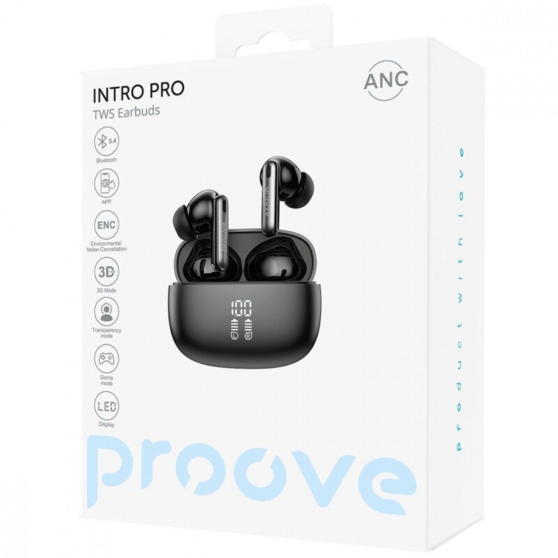 Bluetooth-гарнітура Proove Intro Pro TWS with ANC (APP) Obsidian Black (TWIP0001AP15)