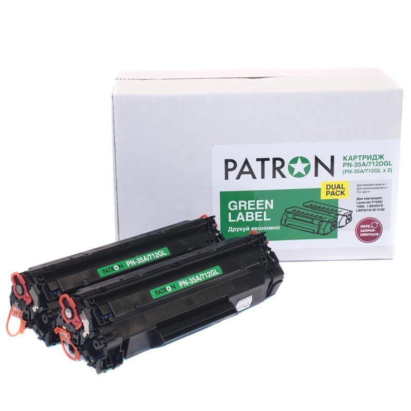 Картридж Patron (PN-85A/725DGL) HP LJ P1102/M1132/Canon LBP 6000/6020/6030 Black (CE285A/Canon 725) Green Label Dual Pack