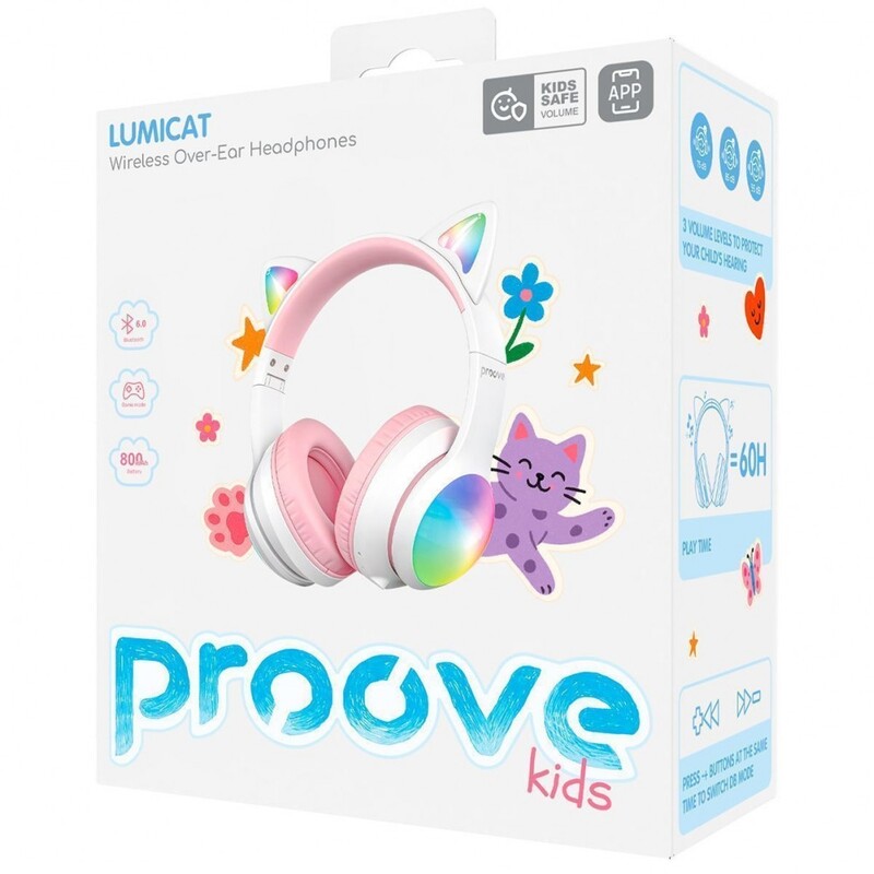 Bluetooth-гарнітура Proove Kids LumiCat (APP) White/Pink (HPLC0001AP25)