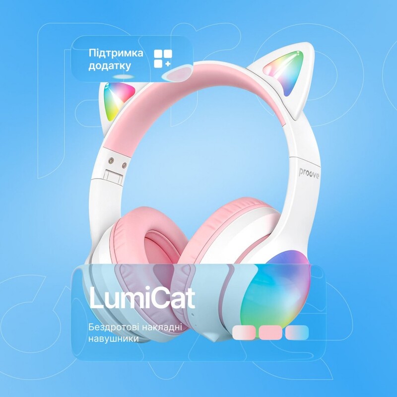 Bluetooth-гарнітура Proove Kids LumiCat (APP) White/Pink (HPLC0001AP25)