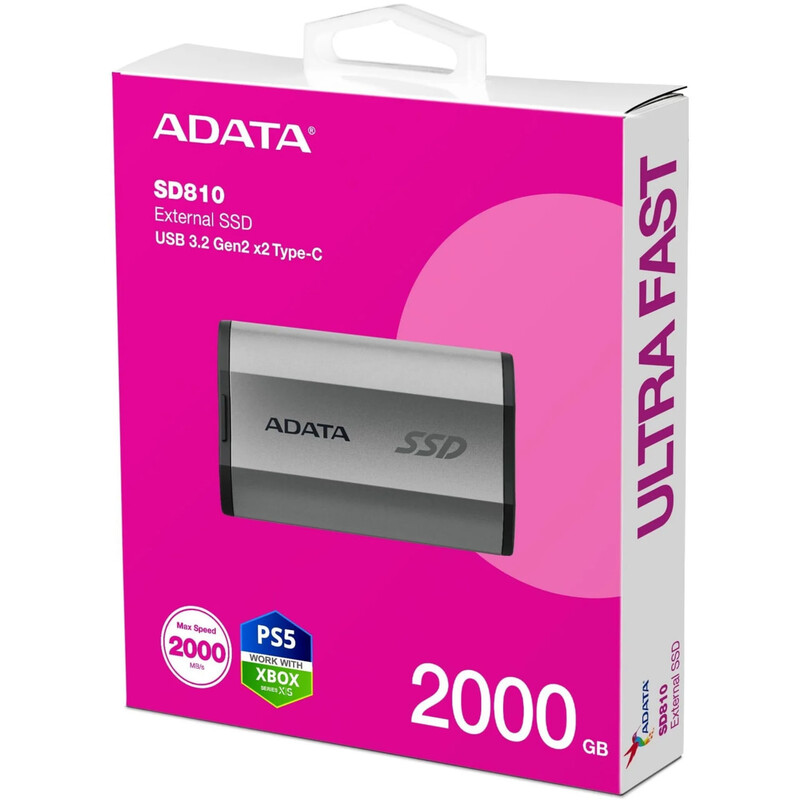 Накопичувач зовнішній SSD USB3.2 Type-C 2TB A-Data SD810 Silver (SD810-2000G-CSG)