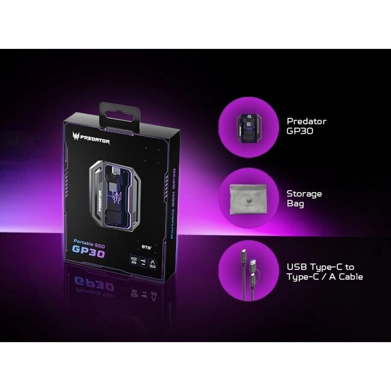 Накопичувач зовнішній SSD USB3.2 Type-C 2TB Acer Predator GP30 Black (BL.9BWWR.126)