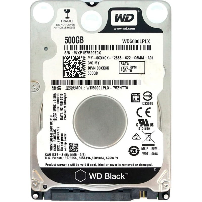 Накопичувач HDD 2.5" SATA 500GB WD Black 7200rpm 32MB (WD5000LPLX) Ref