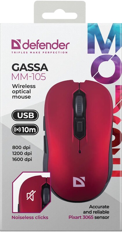 Миша бездротова Defender Gassa MM-105 Red (52103)