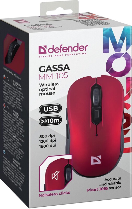 Миша бездротова Defender Gassa MM-105 Red (52103)