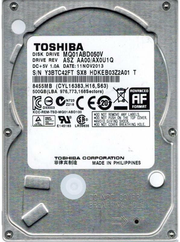 Накопитель HDD 2.5" SATA  500GB Toshiba 5400rpm 8MB (MQ01ABD050V)