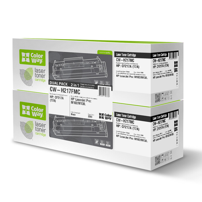 Картридж ColorWay (CW-H217FMC) HP LJ Pro M102/M130 Black (CF217A) Dual Pack с чипом