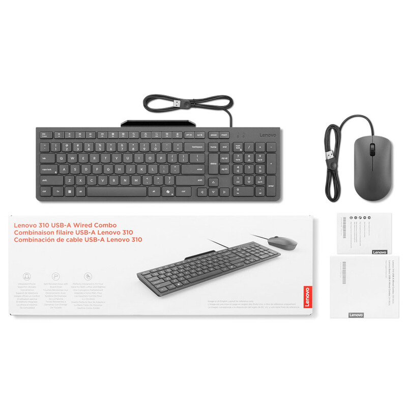 Комплект (клавіатура, миша) Lenovo 310 USB-A Wired Combo Ukraine Black (GX31R09776)