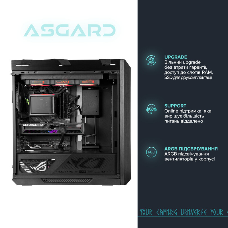 Игровой компьютер ASGARD GAMER RTX 5070 Ti / Ryzen 7 7800X3D / DDR5 64GB (ASG-G-5070T-7514)