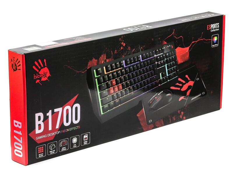 Комплект (клавиатура, мышь, коврик) A4Tech B1700 Black