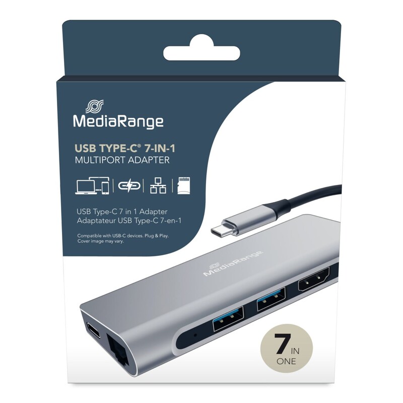 Концентратор USB Type-C MediaRange 7-in-1 Silver (MRCS510)