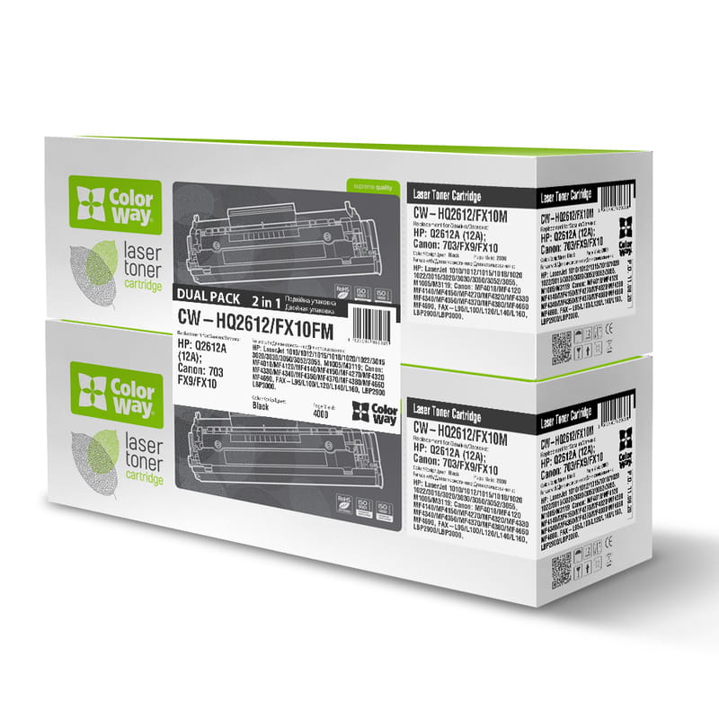 Картридж CW (CW-HQ2612/FX10FM) HP LJ 1010/Canon MF4018/4120 Universal (Q2612A/Canon 703/FX10) Dual Pack