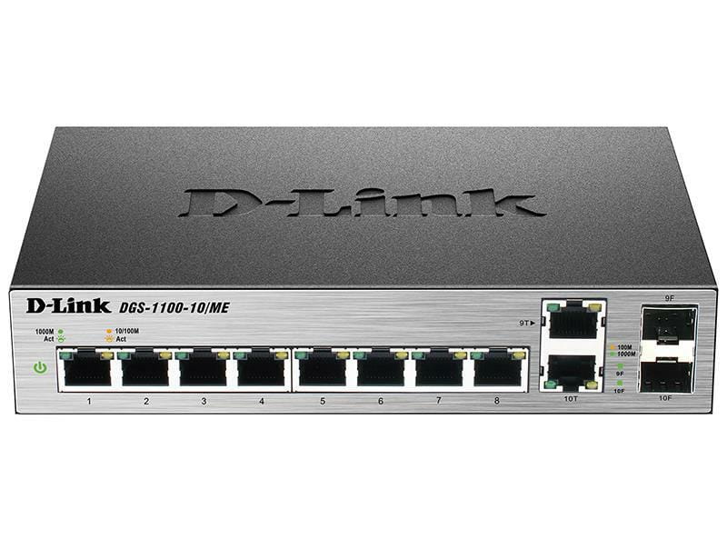 Комутатор D-Link DGS-1100-10/ME (8*1Гбит, 2хSFP, easysmart)