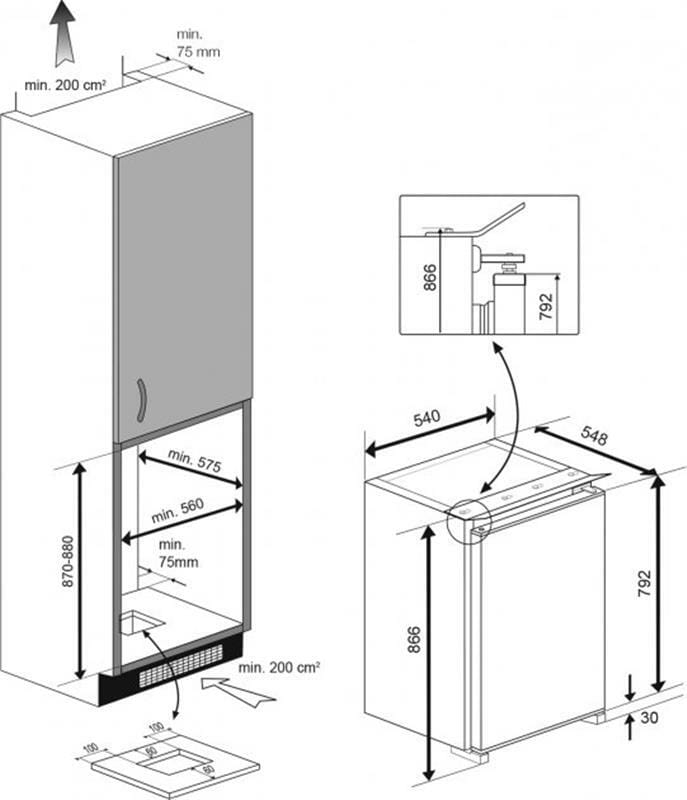 Вбудований холодильник Beko B1752HCA+
