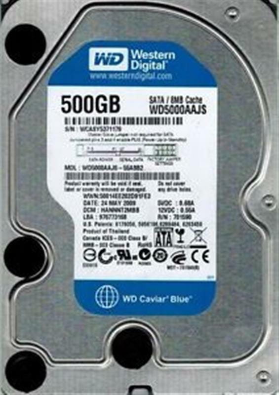 Накопичувач HDD SATA  500GB WD 7200prm 8MB (WD5000AAJS) Refurbished