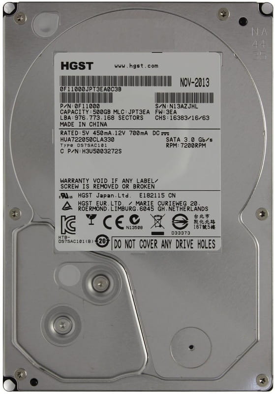 Накопитель HDD SATA  500GB Hitachi (HGST) Ultrastar A7K2000 7200rpm 32MB (HUA722050CLA330) Refurbished