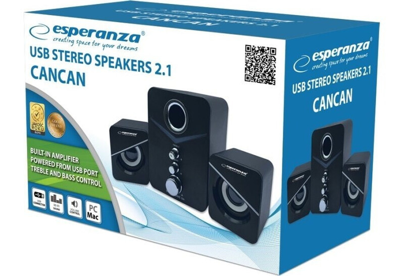 Акустична система Esperanza Speakers 2.1 USB-C Cancan Black (EP153)