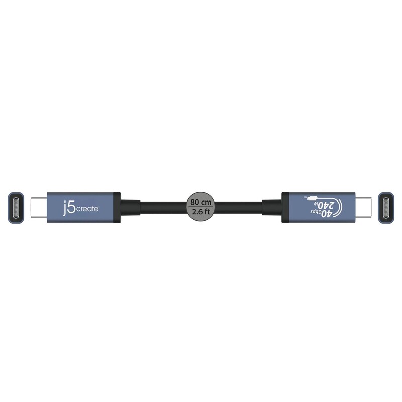 Адаптер J5create USB-C/USB-C (M/M), 0.8 м, Black (JUC29L08-N)