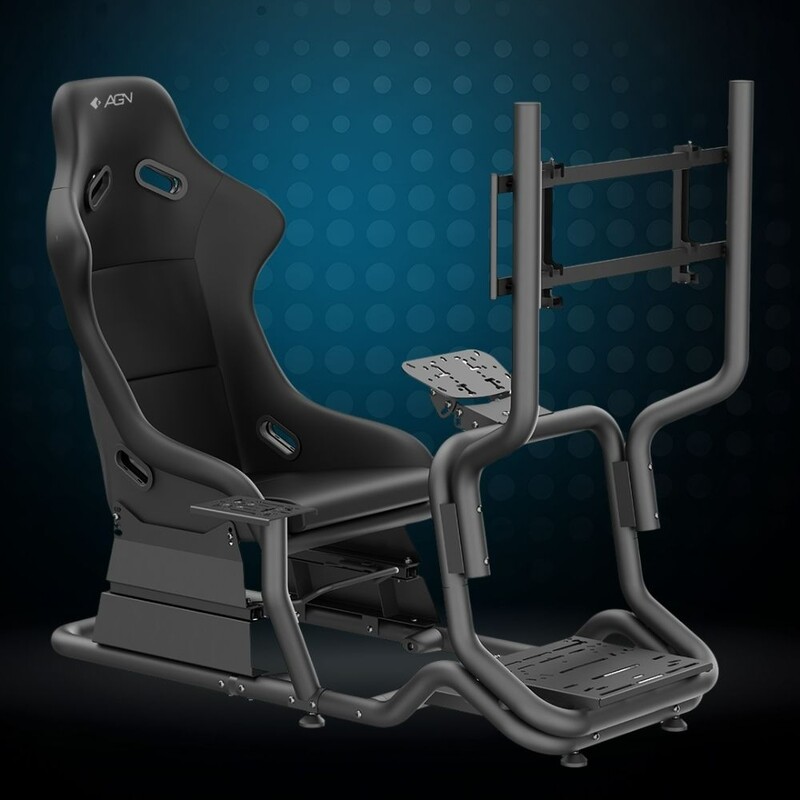 Крісло-кокпіт із кріпленням для керма, монітора, педалей та коробки передач AGN AGN07-BS-KP01 Black