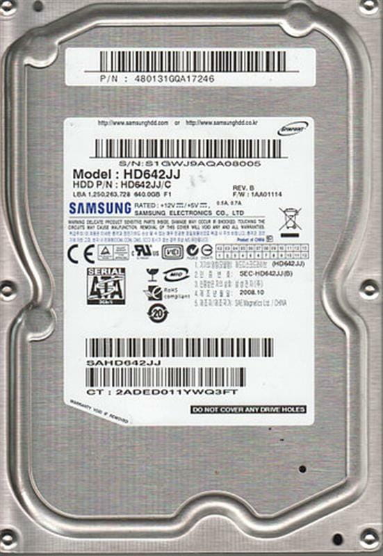 Накопитель HDD SATA  640GB Samsung 7200rpm 16MB (HD642JJ) Refurbished