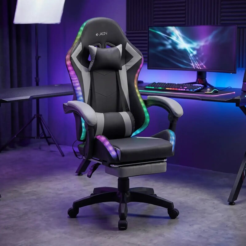Крісло для геймерів AGN AGN09-25 підсвітка RGB Black/Grey