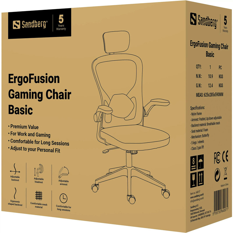 Крісло для геймерів Sandberg ErgoFusion Basic Black (640-97)