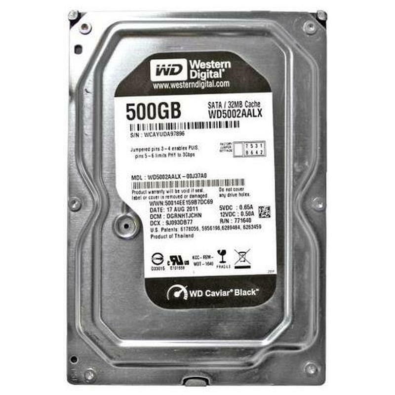 HDD SATA  500GB WD Caviar Black 7200rpm 32MB (WD5002AALX) Refurbished